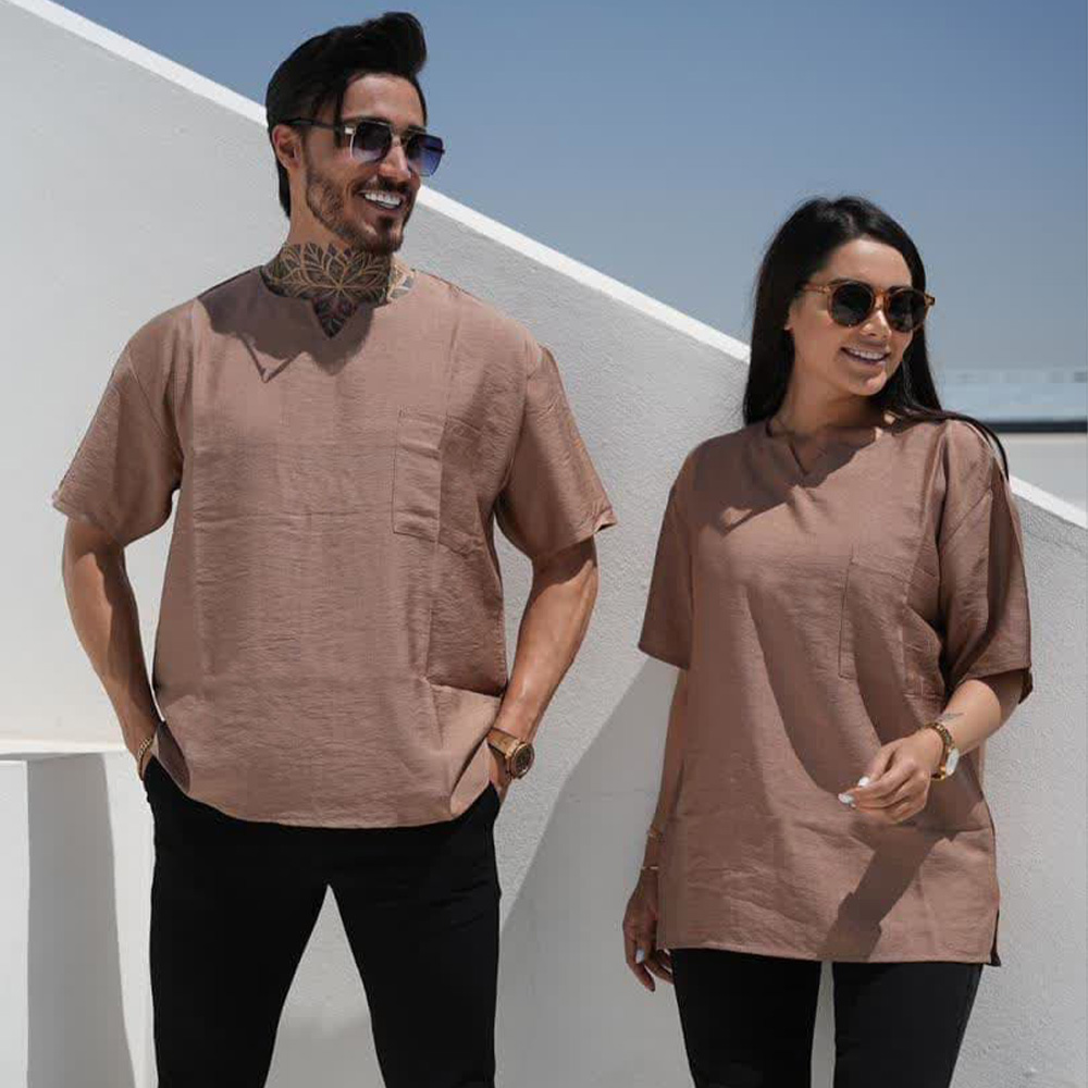 ست تیشرت دونفره آلفا نسکافه ای